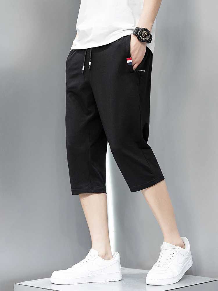 Summer Zip Pockets Sweatshorts Men Sportswear Short Breeches Jogger Pants Capris Male Solid Cotton Casual Shorts Plus Size 8XLXJ241226