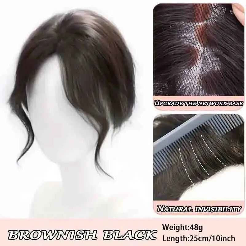 Invisible Clip In Synthetic Hair Bangs for Women 3D Middle Part Straight Side Fringe Extensions Natural Looking Hairpiece 241225