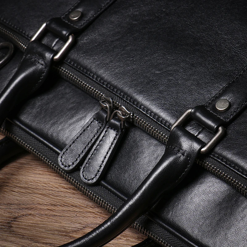 LUOKIR Real Leather Handbag Men Business Travel Briefcase Shoulder Crossbody Portfolio Computer Bag For 15.6 Inch Laptop 241225