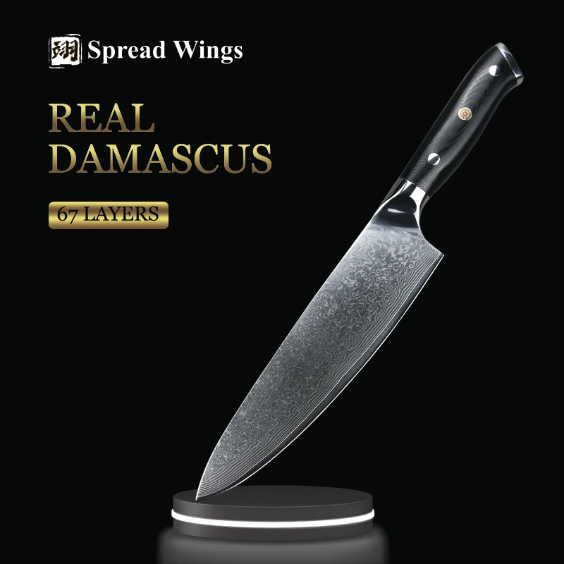 8-inch Chef Knife Japanese Damascus Steel Kitchen Knife Hand Chopper G10 Handle Santoku Practical Side Dishes Boning Cooking Tool 241225