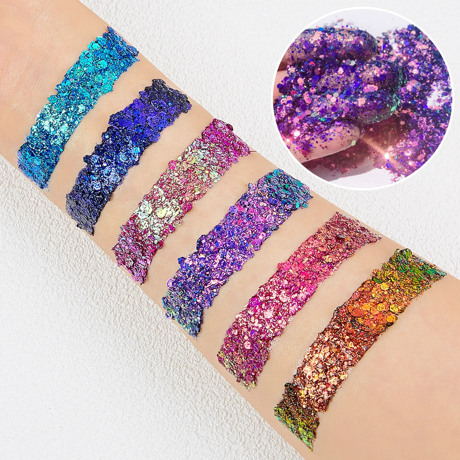 24 Colors Chunky Glitter Face Body Gel Sequin Eyeshadow Palette Lips Nails Hairs Makeup Shimmer Body Glitter Primer Gel 241226