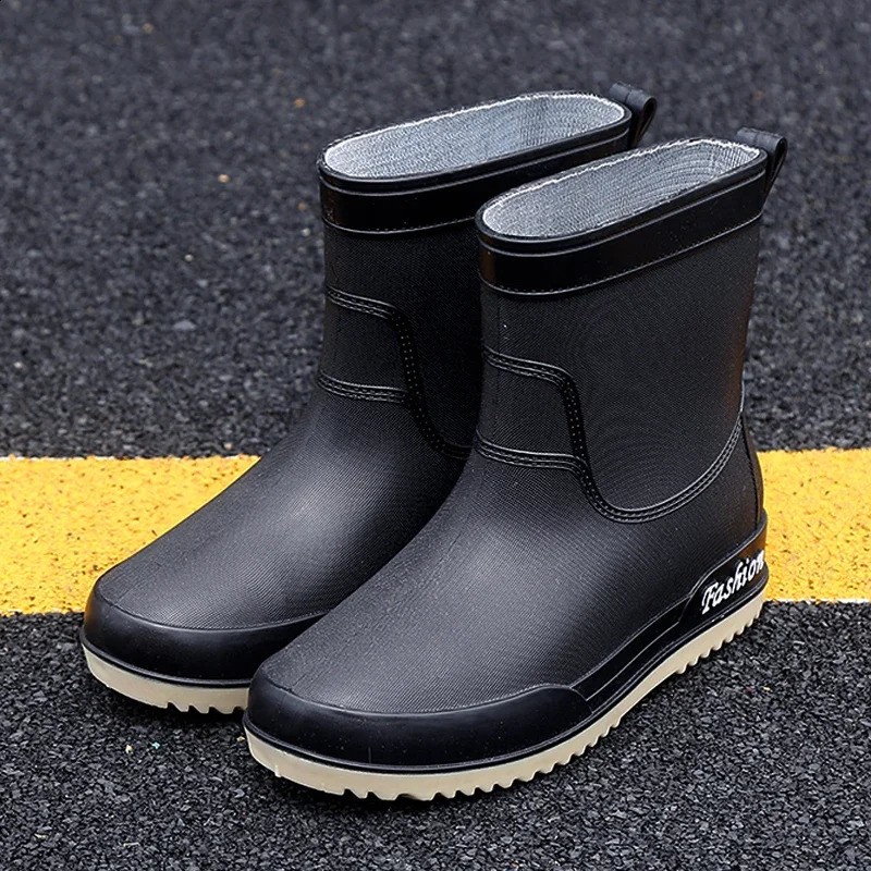 style rain boots ladies fashion outer wear rubber shoes non-slip waterproof rain boots short tube four seasons water shoes 241226