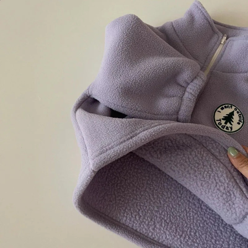 Autumn Baby Boys Clothing Sets Children Thicken Plush Clothes Girls Solid Cotton High Collar Tops Pant 2 Pieces Suits 241225