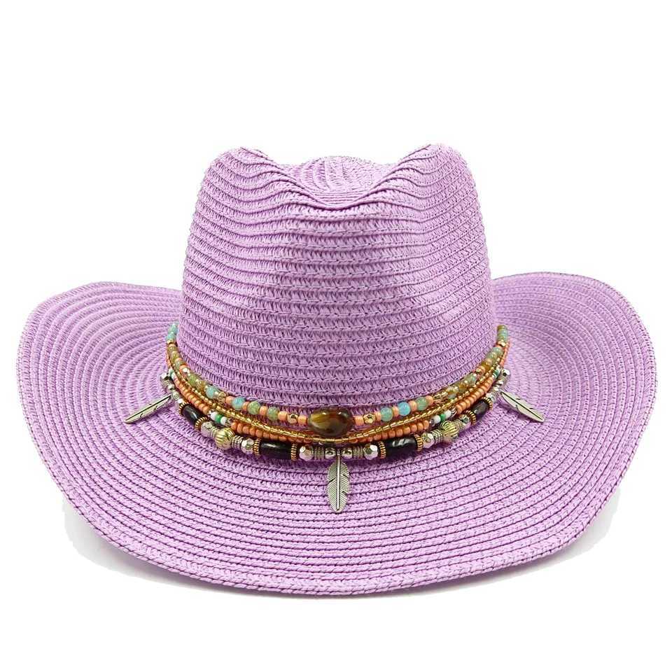 Red cowboy hat for men and women single color curly ear outdoor beach rider hat cowboy hat W241225