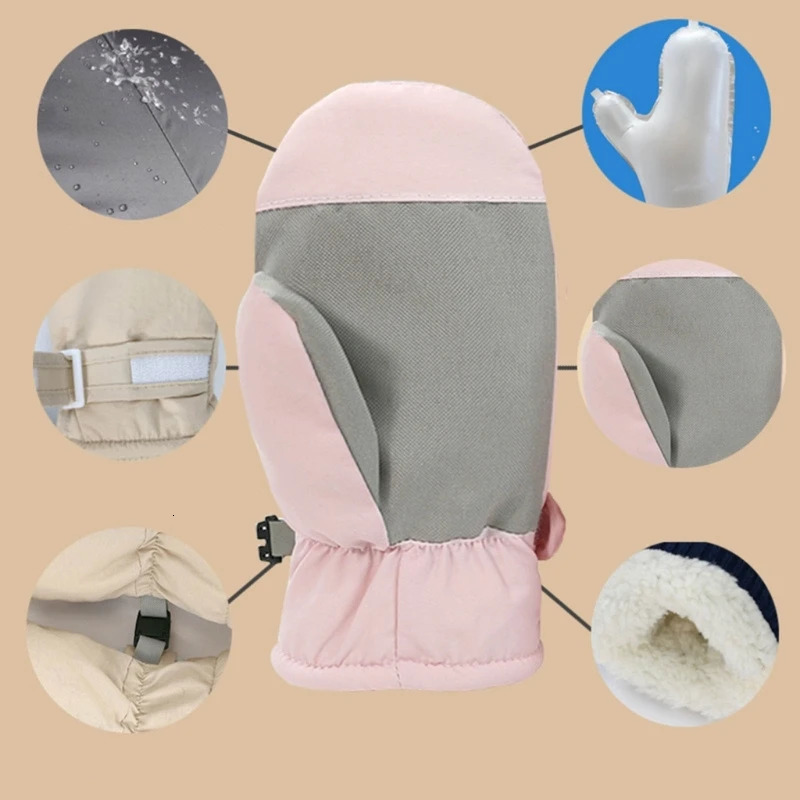 Winter Snow Mittens for Children Kid Waterproof Gloves Antiskid Thermal 241225
