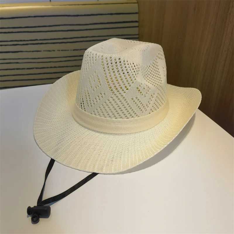 Cowboy Hat Mens Summer Hat Fedoras Western Cowboy Hat Windproof Panama Jazz Beach Hat Retro Gorilla Para Mujer W241225