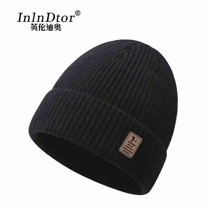 winter padded warm knitted cap wrapped head wool woolen mens double thickening set ski 241226