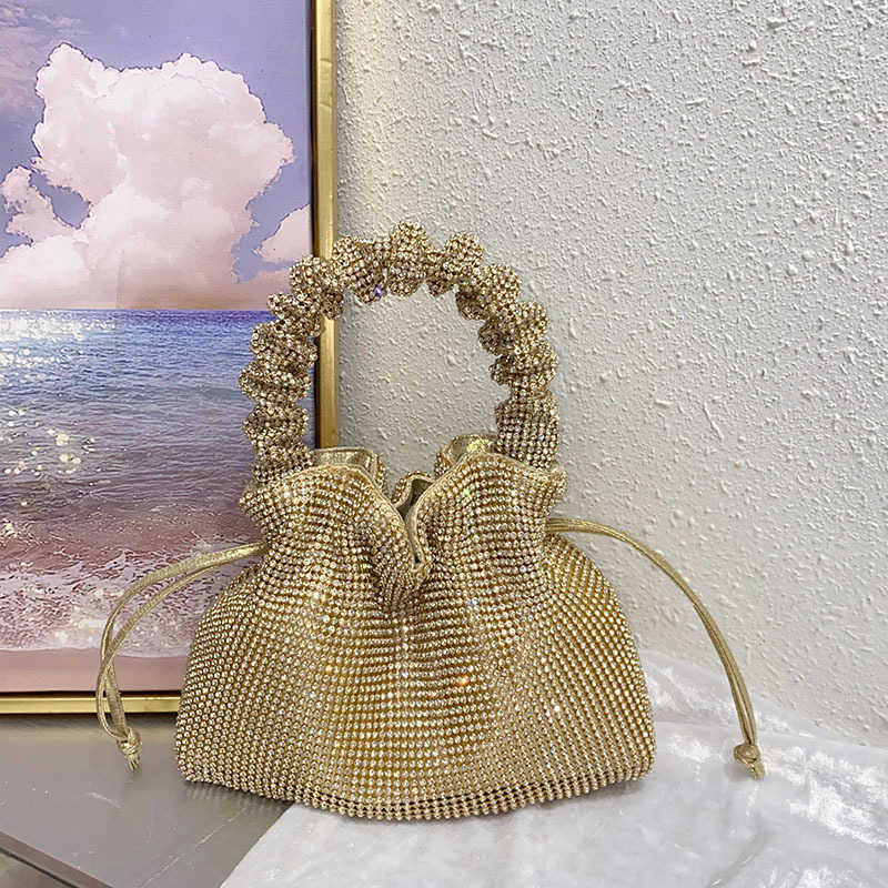 Fashion Trendy Personalized Evening Bags Elegant Light Luxury Dumpling Bag Tote Shiny Ineffective Diamond Inlaid Handbag 241226