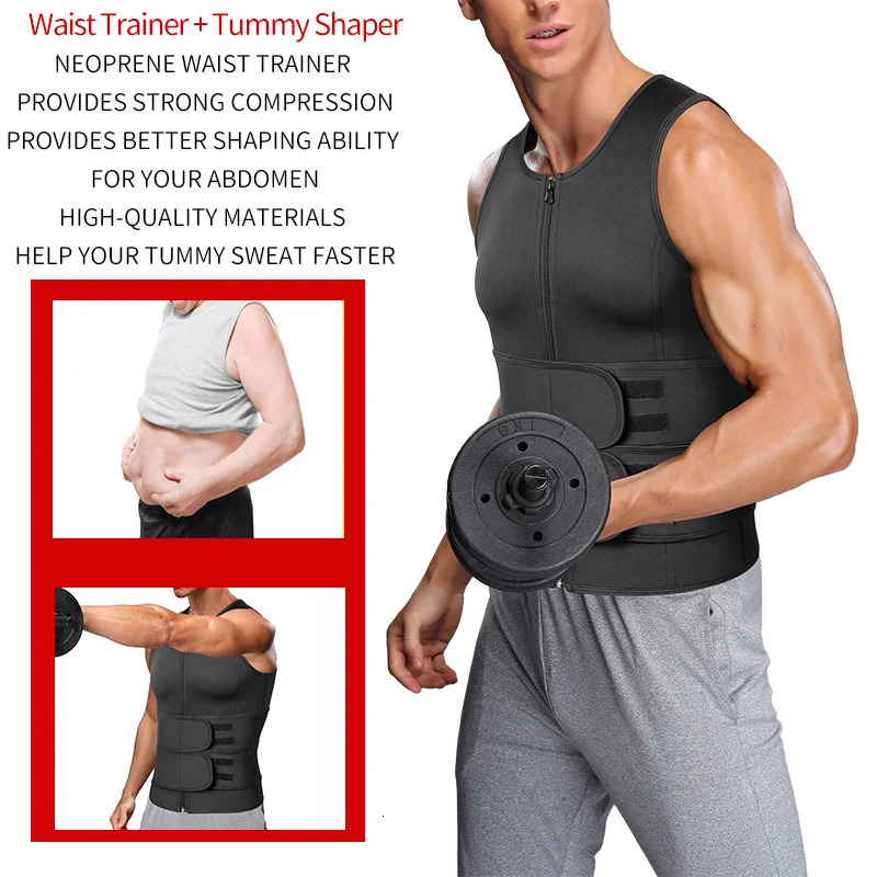 Men Waist Trainer Sauna Vest Fitness Corset Abdomen Slimming Body Shaper Belly Reducing Shapewear Burn Fat Shirt Trimmer Belt 241225