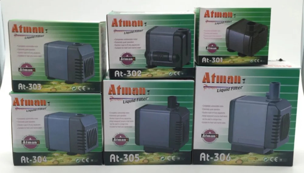 Atman AT 301 302 303 304 305 10/15/25/40/55W 600-3000L/H Ultra-Quiet Submersible Water Pump Filter Fish Pond Fountain Aquarium 241225