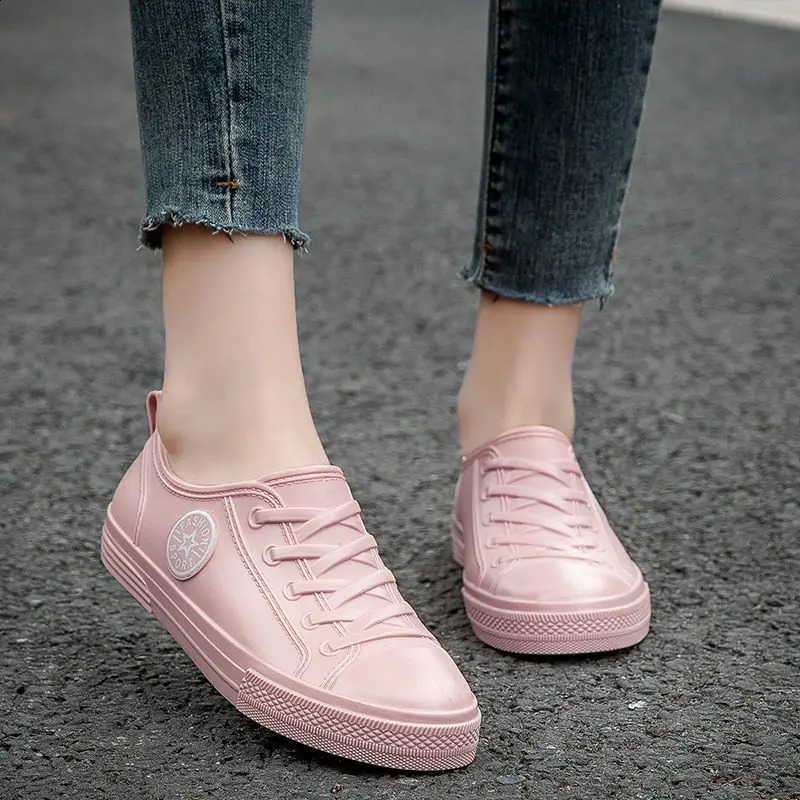 Lorilury Rain Women Boots High Top Rubber Jelly Shoes Summer Ankle Galoshes Casual Womens Plush Rubber Rain Boots 241226
