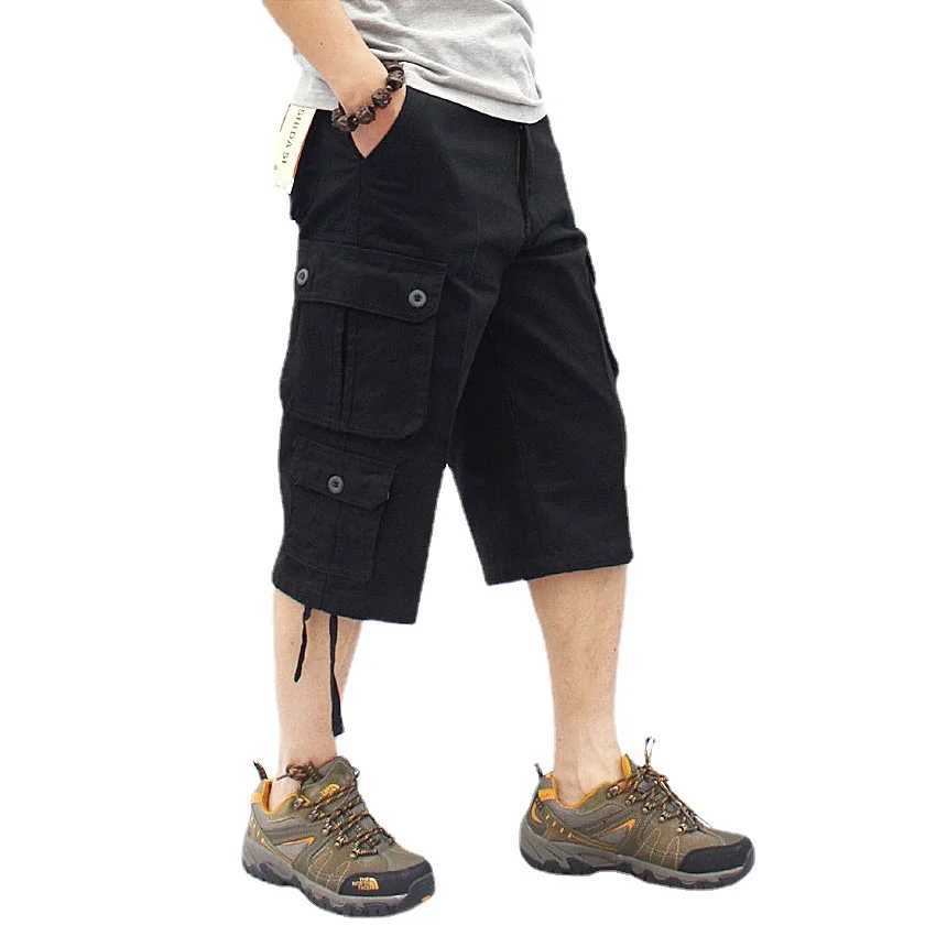 Long cargo shorts mens summer casual cotton multi pocket hot air cutting mens camouflage shorts 29-44 W241226