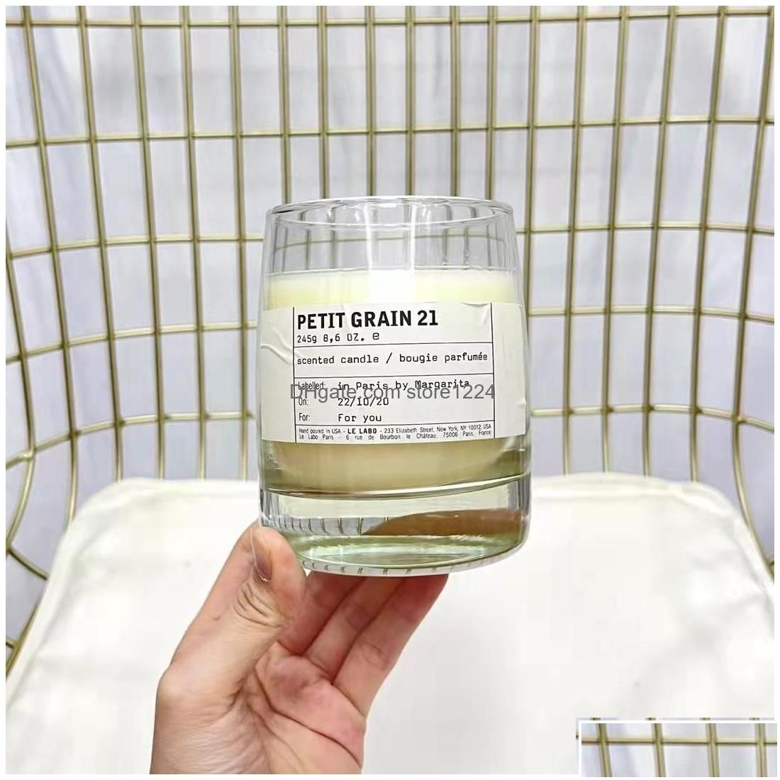 Candle 245G Santal 26 Cedre 11 Laurier 62 Petit Grain 21 Calone 17 Scented Candles Bougie Parfum Wax Grasse New York Long Last Drop D Ot4A2 w250411