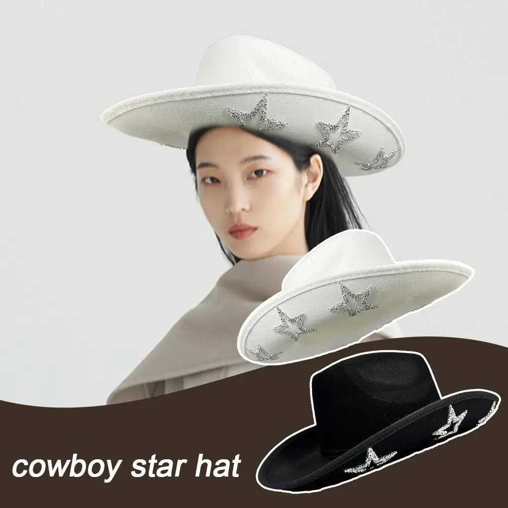 Cowboy Hat Western Style Womens Retro Trench Hat Five Point Dick Party Visor Hat Star Dome Cowboy Accor Y8I9 W241225