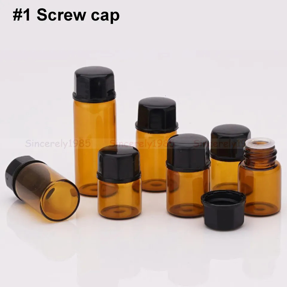 100pcs 1ml/2ml/3ml/5ml/10ml Empty Glass Orifice Reducer Bottles for Essential Oils Refillable Sample Vials Dropper Drop Dram 241225