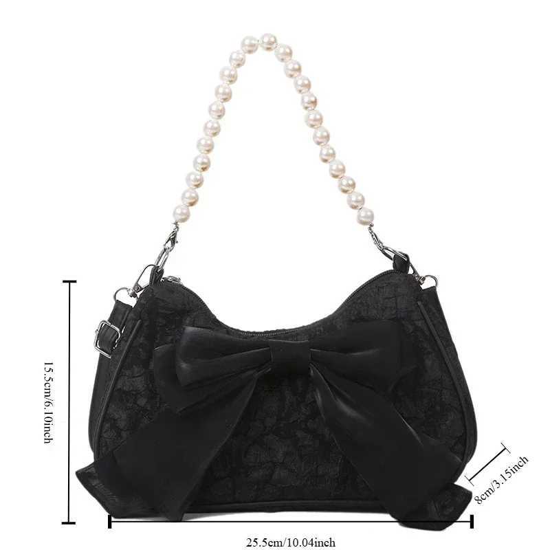 Pearl Female Bag Luxury Designer Handbag Bow Crossbody Bags Fi Canvas Womens 2024 Trend Shoulder bag PursesXJ241225