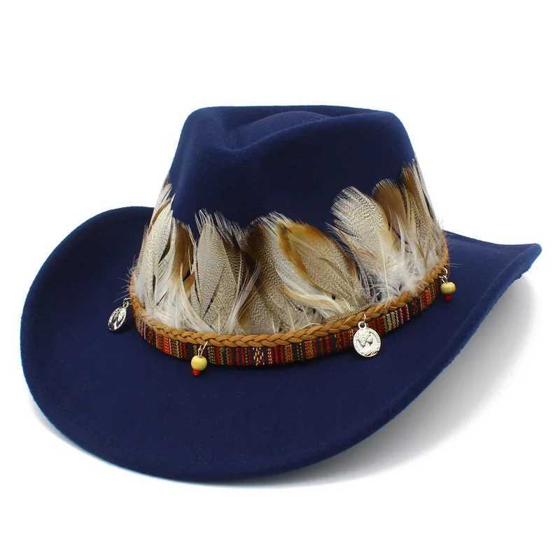 Cowboy hat Men and Women Knight Curly Feather Accor Jazz Hat Sunset Travel Beach Hat Knight Hat Cowboy Hat W241225