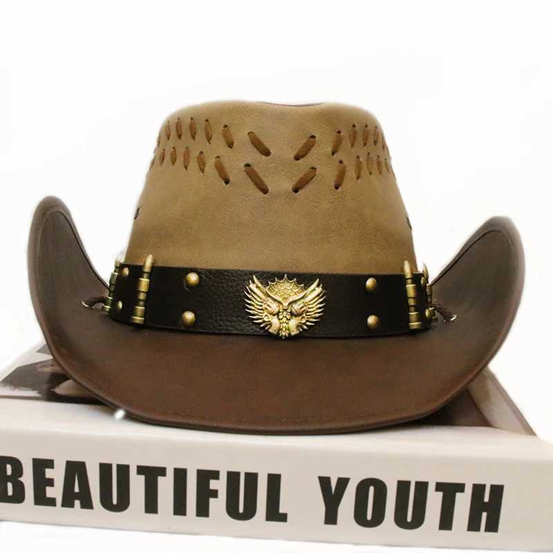 Designer Brand Mens and Womens Quty Leather Western Outdoor Riding Beach Hat Cowboy C Shadow Warm Gorilla Para Hombres W241225