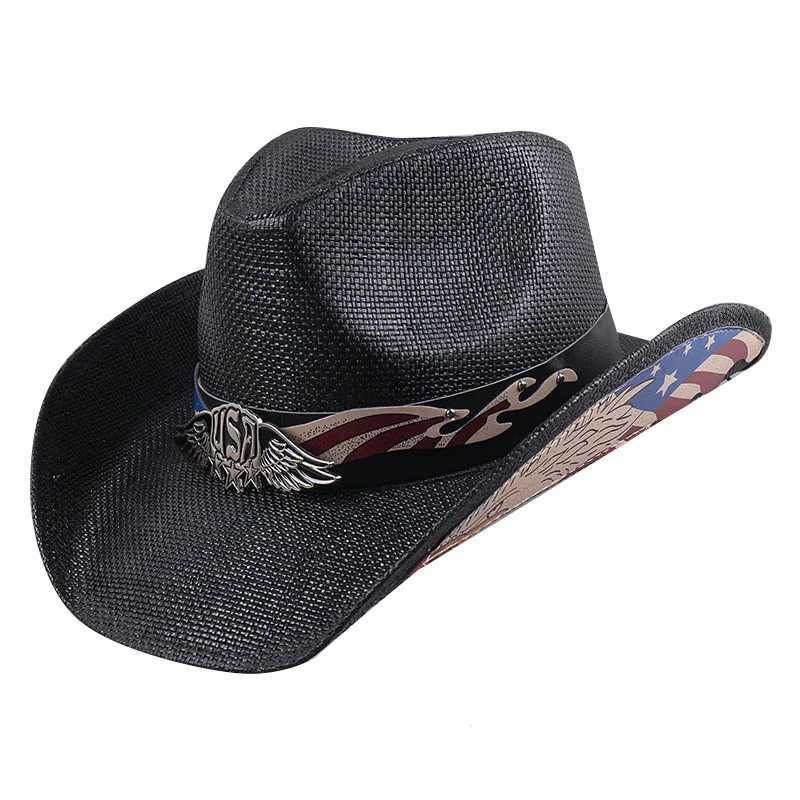 New retro western mens denim hat Panama Str sun hat elegant denim girl jazz C Sombrero Hombre W241225