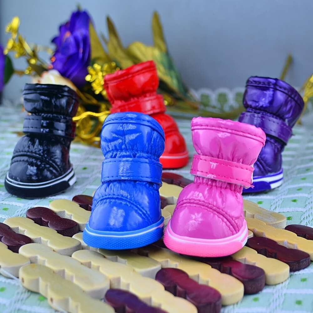 4pcs/Sets Puppy Winter Snow Pet Slip-resistant Waterproof Casual Dog Shoes Paw Protector With Anti-Slip Sole Dogs Boots