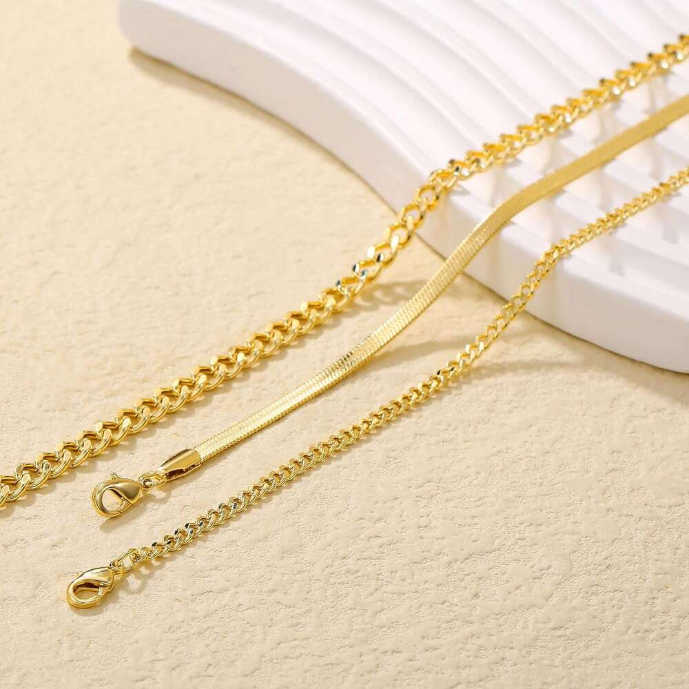 Plus Size Ankle Bracelets for Women Extra Large 10"+2" Adjustable 14K Real Gold Plated Trendy Anklet with Strong Lobster Clasp Cuban k, Figa