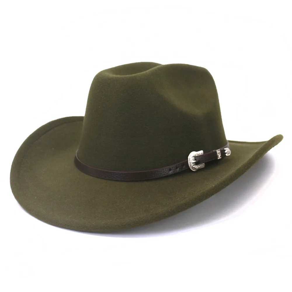 Retro Western Black Belt Cowboy Hat Mens Fedora Hat Womens Jazz Cowboy Girl C Cloche Church Sombrero Hombre Cs W241225