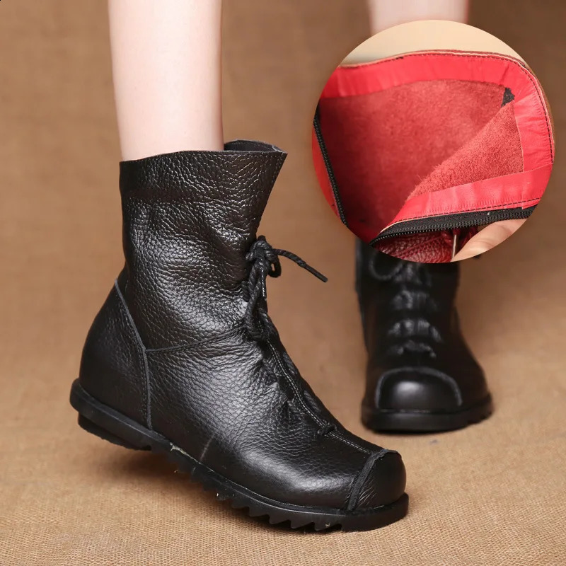 Women Shoes Retro Original Leather Short Boots Warm Leather Boots Autumn and Winter Ankle Boots women Boots Botas De Mujer 241226