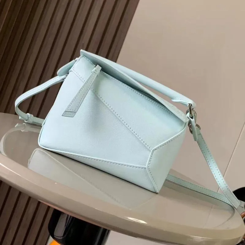 New Free Shipping High-quality Designer Bag, Genuine Leather Handbag, One Shoulder Women's Bag, Puzzle Handbag, Handbag, Horizontal Geometric Squ