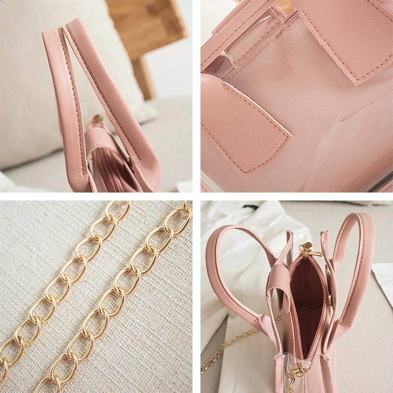 2 Pcs Summer Transparent Handbag set Women Shoulder Bag 241226