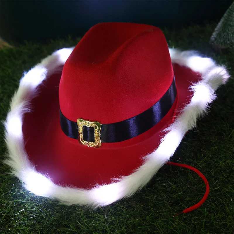 1/10 piece Christmas luminous denim hat winter womens soft and comfortable wide Brim Cs fashionable adjustable party role-playing props W241225