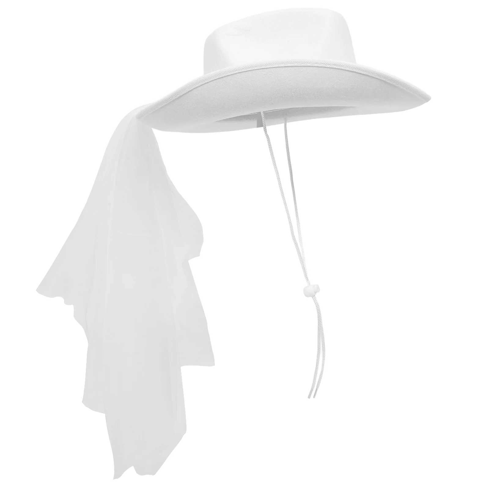 Cowboy Hat Veil Female Travel Party Role Play Solid Color Neutral Cowboy Girl Module Decorative Clothing W241225