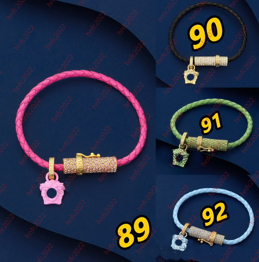 Maze colored diamond portrait leather rope Chain Bangle bracelet versatile suitable couples men women bracelets light luxury Baroque fashion Jewelry accessory