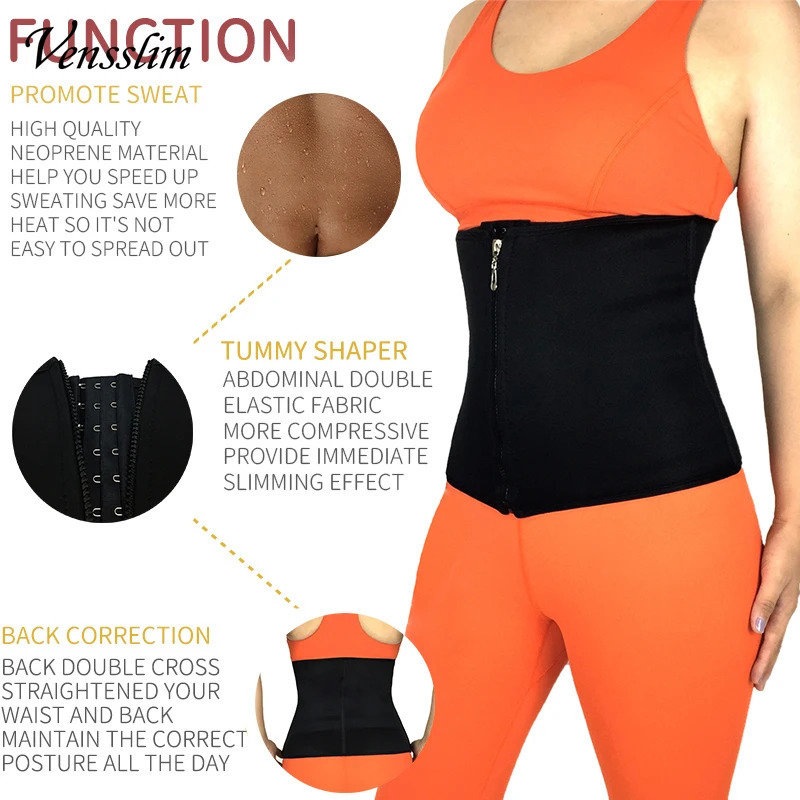 Vensslim Slimming Sheath Belly Shaper Neoprene Body Shaping Strap Hook Zipper Shapewear Women Tummy Control Corset Waist Trainer 241225