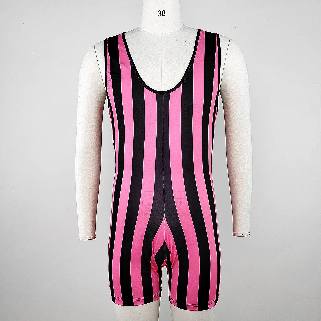 Men's Body Shapers Sexy Men's Slim Leotard Vintage Striped Printing Sleeveless Rompers Men Overalls Summer Fashion Shorts Jumpsuits Mens Bod