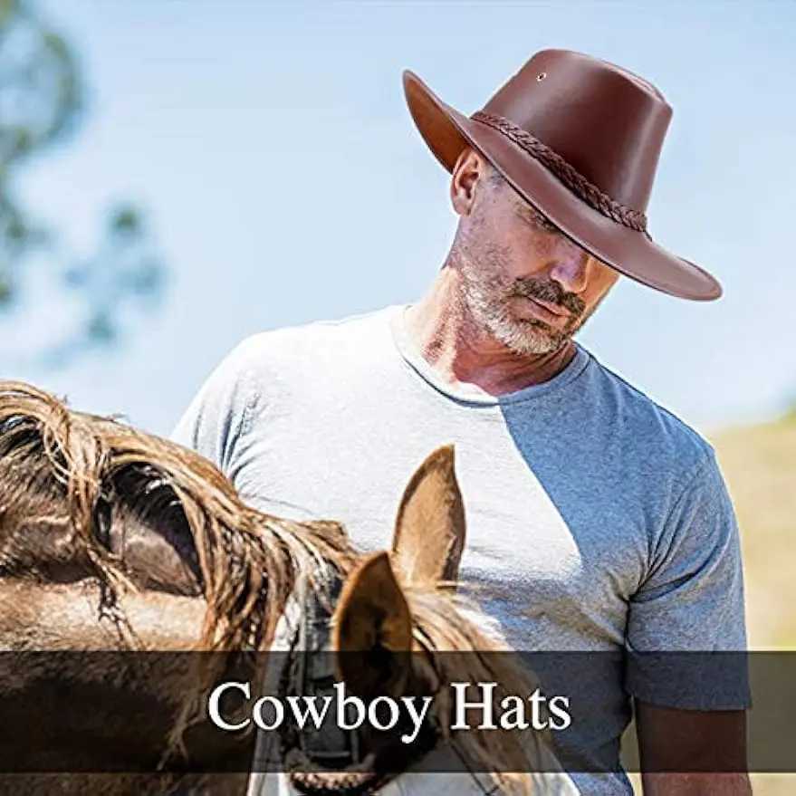 Mens and womens denim hats Western leather exterior wide Brim Rain C W241225