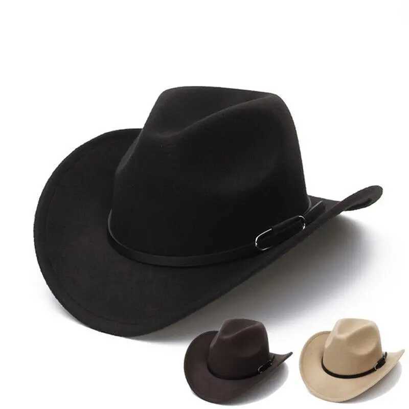 Cowboy Jazz Hat Fashion Fedoras Outdoor Mens and Womens Western Cowboy Hat with Belt Outdoor Casual Fashion Fedoras Jazz Hat W241225