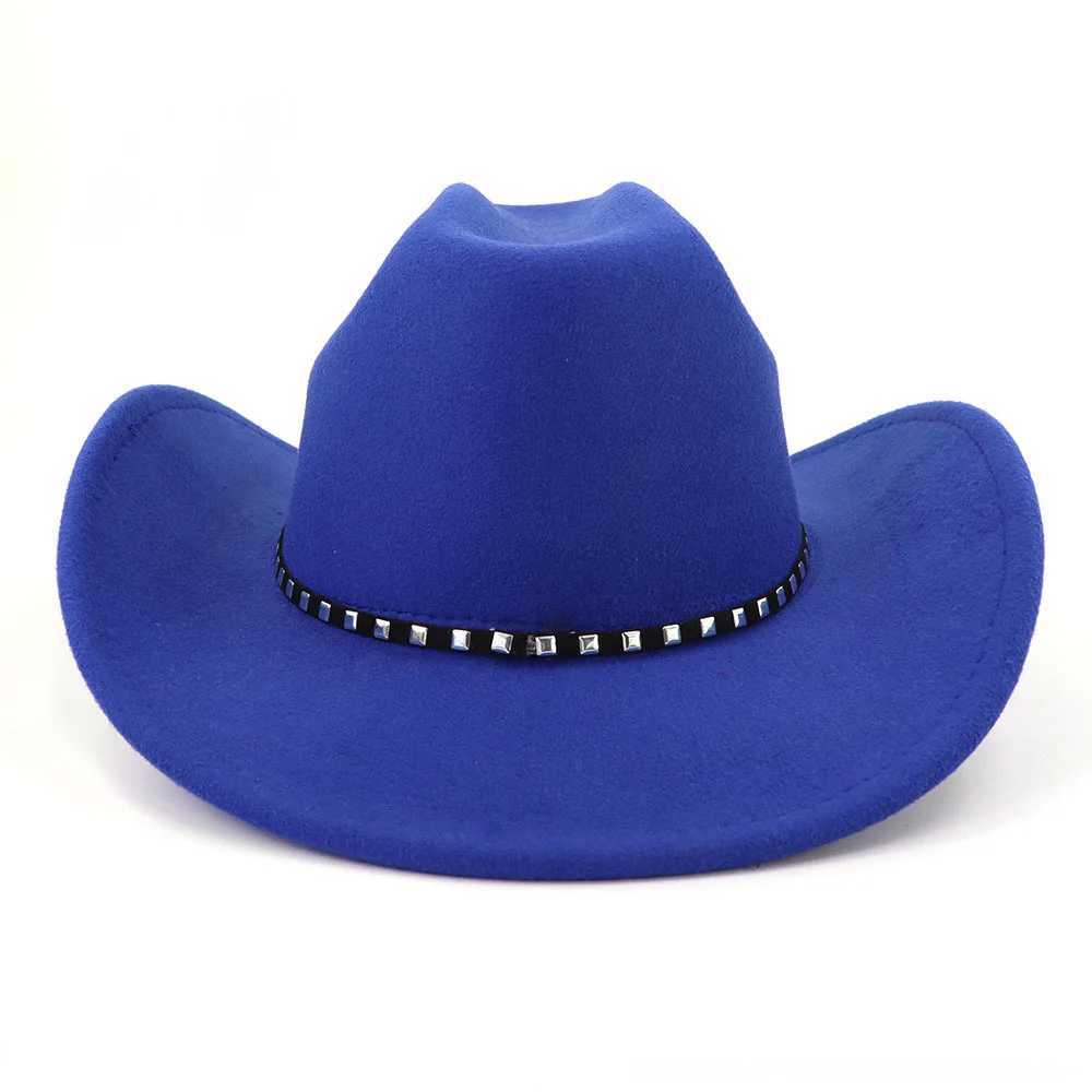 Rivet Western Mens Cowboy Hat Retro Charm Cowboy Girl Church Jazz Felt Cs Sombrero Hombre Gentleman Top Hat W241225