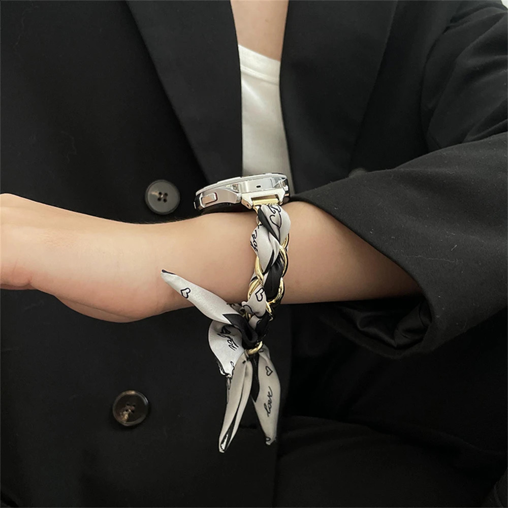 Elegant Silk Metal Strap For Watch 3 4 5 6 43/47mm 41/45 Active 40/44 42 Band 20MM 22MM Women Bracelet 241220