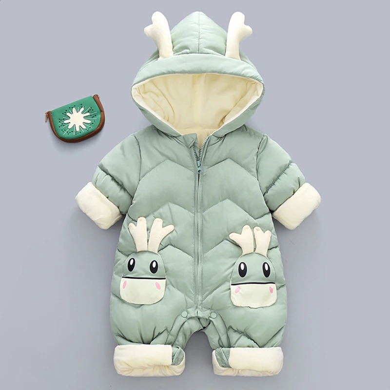 13Y Infant Thick Velvet Rompers Clothing Winter Autumn Padded Warm Onesie Baby Girl Boy Jumpsuit Kids Overalls born Down One 241225
