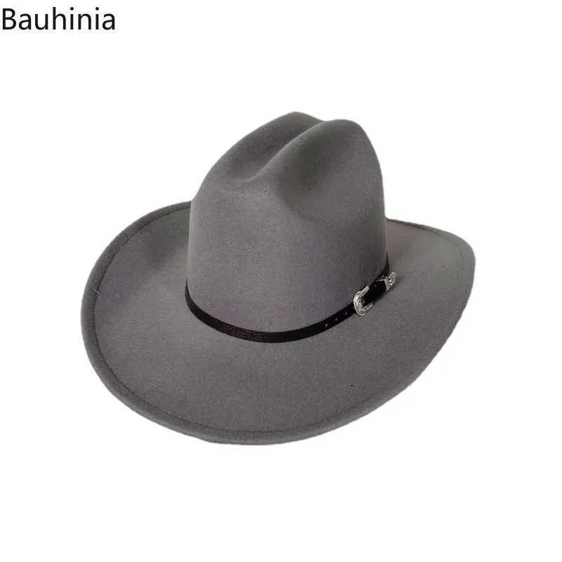 Bauhonia Retro Western Mens Cowboy Hat Wide Brim Gentleman Jazz Hat Cowboy Girl Cloche Church Cs Sombrero Hombre W241225
