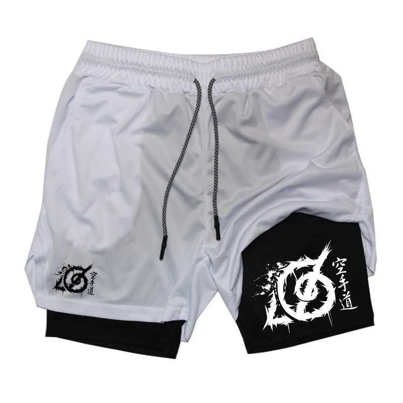 Karate Graphic 2 in 1 Workout Running Shorts for Men Gym Athletic Sport Shorts with Compression Liner Phone Pocket Towel LoopXJ241226
