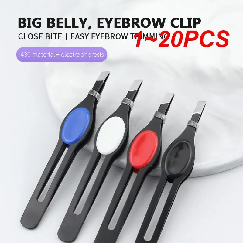 1~20PCS Professional Stainless Steel Eyebrow Tweezer Hair Beauty Fine Hairs Puller Slanted Eye Brow Clips Removal Makeup Tool 241223