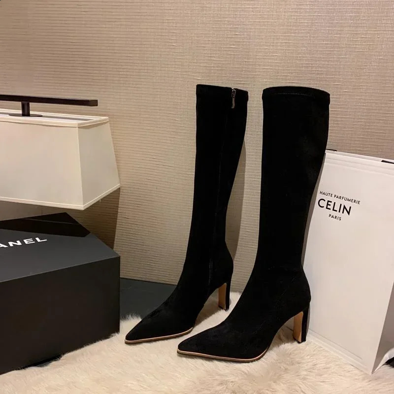 Long Boots for Women Solid Color Elastic In Knee High Shaft Shoes Woman Fashion Footwear Pu Cosplay Boot on Promotion 241226