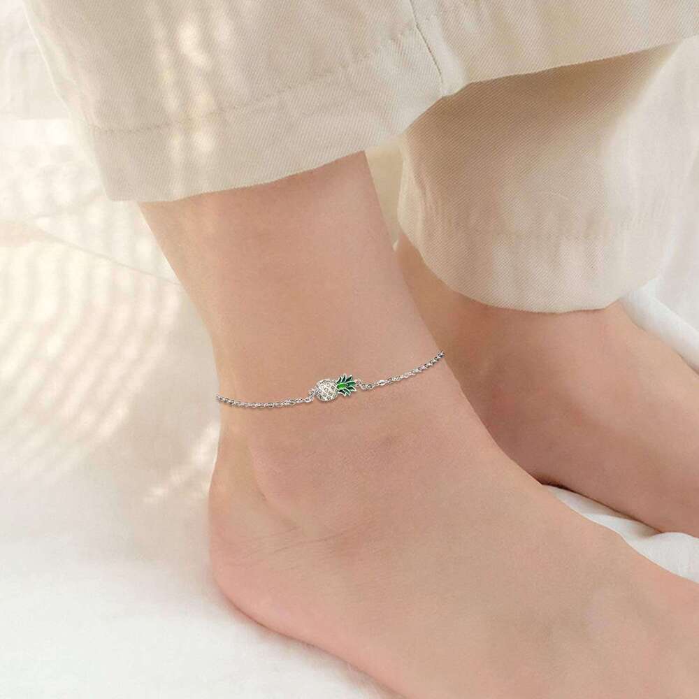 Pineapple/Mushroom/Star/Mountain Anklets Sterg Sier Adjustable Chain k Ankle Bracelets Beach Anklet Jewelry for Women Teens
