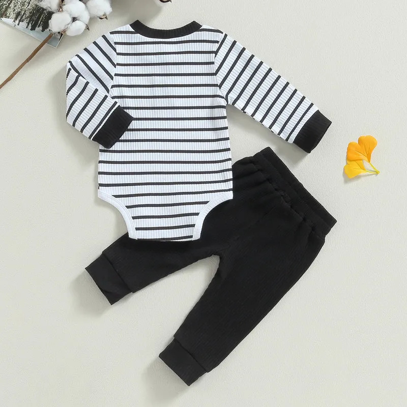 RUEWEY born Baby Boy Pant Sets Spring Autumn Clothes Long Sleeve Striped Bodysuit and Pants Set Infant Items Clothing 241225