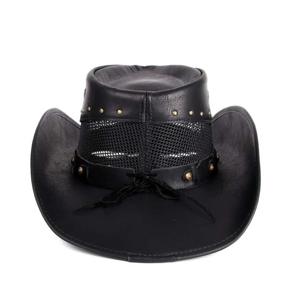 Designer Mens and Womens Leather Western Cowboy Hat Knight C Breathable Sun Hat Top Gorilla Para Hombres W241225