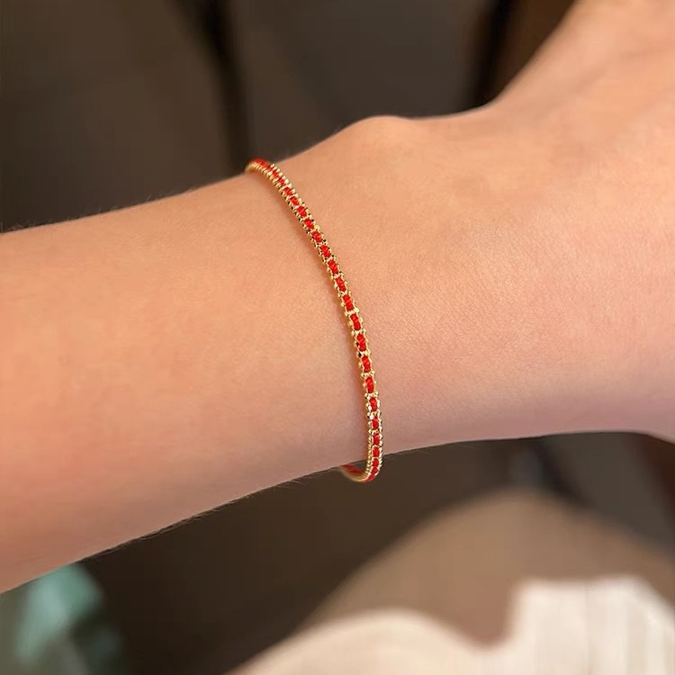 Ins Lover Wedding French Bracelets Simple Fashion Jewelry 925 Sterling Silver Gold Fill Braided Rope Party Eternity Lucky Hand Strap Women Bangle For 