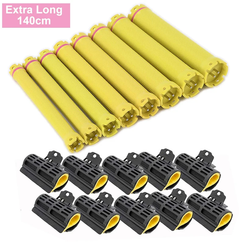10pcs/set 24V Digital Heated Hair Rollers Sponge Perm Clips Electric Big Antislip Curlers Curling Rods Bar Super Long 140mm 1807 241225