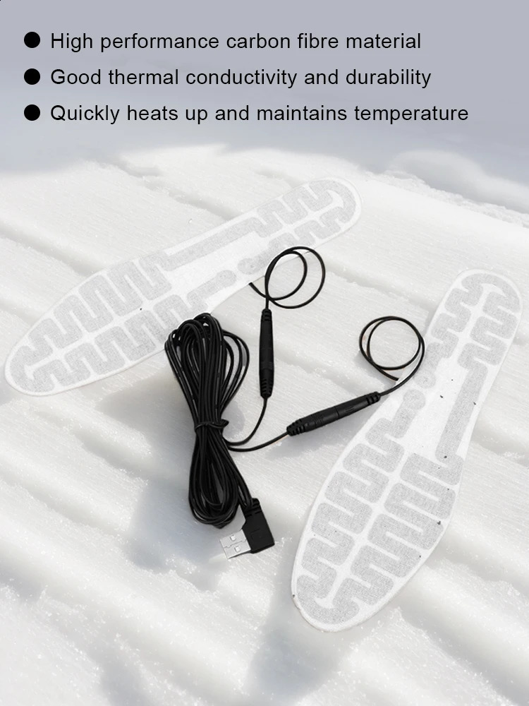 USB Heated Shoe Insoles Electric Foot Warming Pad 10W Winter Warm Insoles Winter Outdoor Sports Heating Insole 241226