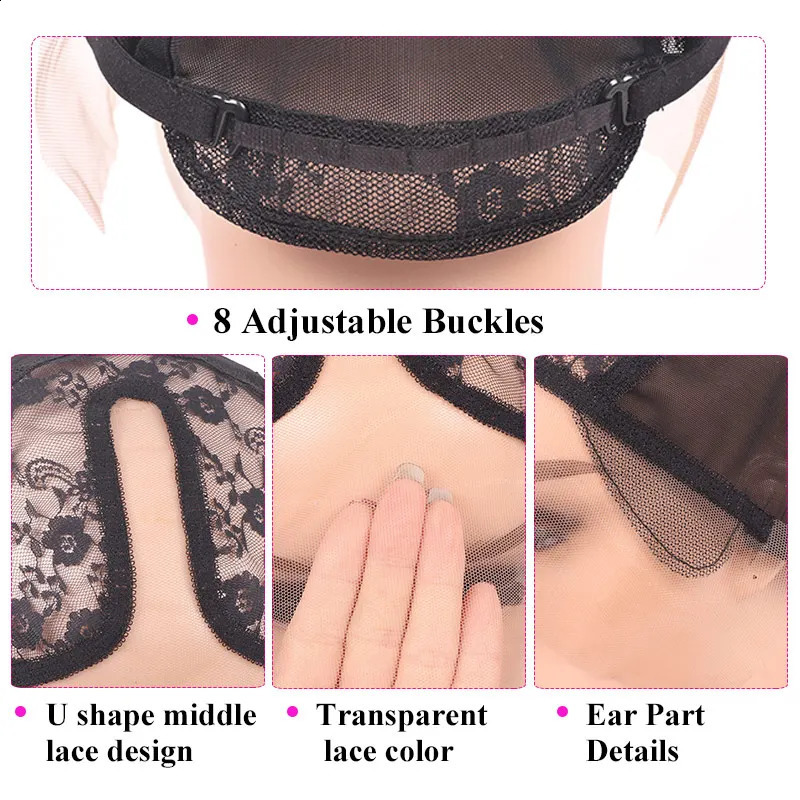 Wig Caps for Making Lace Wigs Deep U Part Lace Wig Weaving Cap Mesh Base Machine Made Stretchy Net with Adjustable Straps 241226